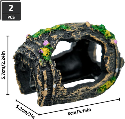 2 PCS Broken Barrel Aquarium Decorations, Caves Hide Hut Fish Tank Ornaments, Shipwreck Theme Landscaping Hideouts Accessories
