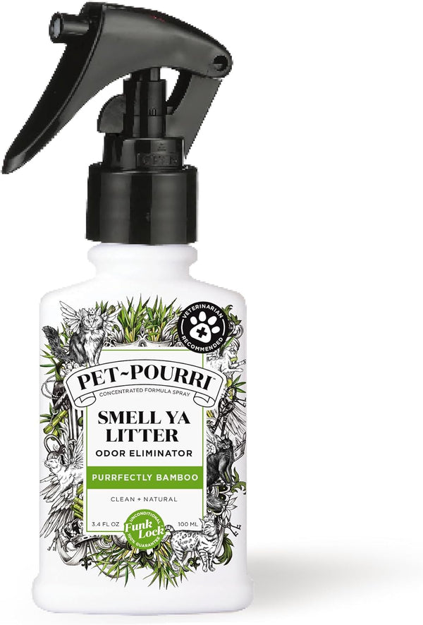 Pet-Pourri Smell Ya Litter Box Odor Freshener Spray - Purrfectly Bamboo, 3.4 Fl Oz, Veterinarian Recommended