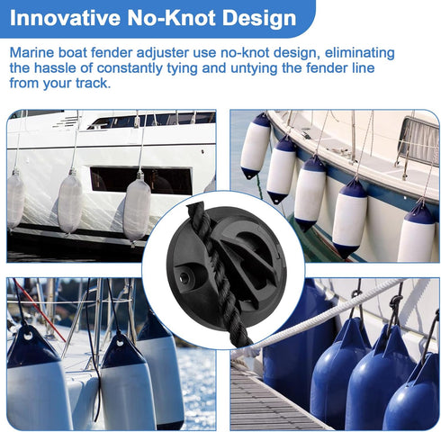 No-Knot Fender Cleat for Boat Gunnel Tracks, Fits 1/4" Rope, Use on Most Gunnel Track Systems