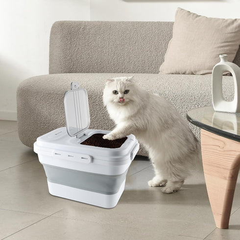 Geyecete Large dog food storage container dog food storage with Lids Handle Scoop Foldable cat food container pet food