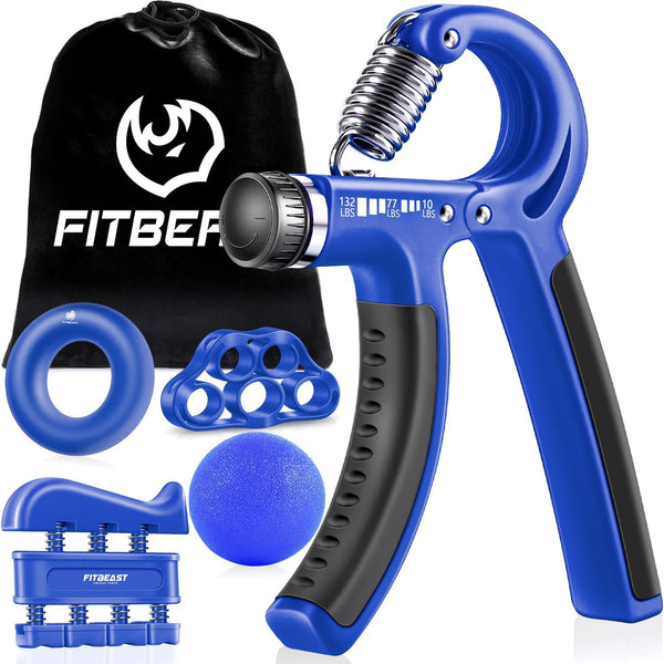FitBeast Grip Strengthener Kit - 5 Pack Adjustable Resistance Forearm Hand Grips