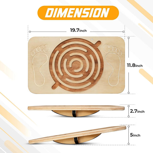 Yes4All 350LBS Professional Wooden Balance Board, Anti-Slip Wobble Board for Leg Workout