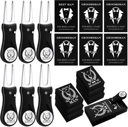 Seenelling 6 Sets Groomsmen Golf Proposal Gifts Box, Include Groomsman Divot Tool with