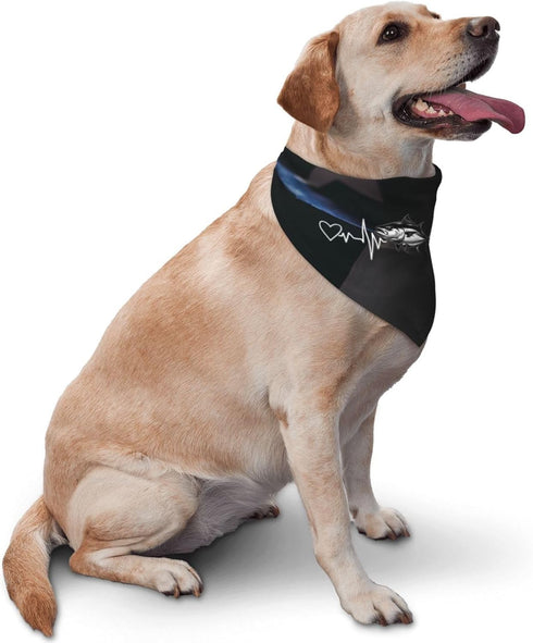 Kangweida Bluefin Tuna Heartbeat Stylish Pet Bandana Cute Pattern Triangle Scarf for Dogs and Cats