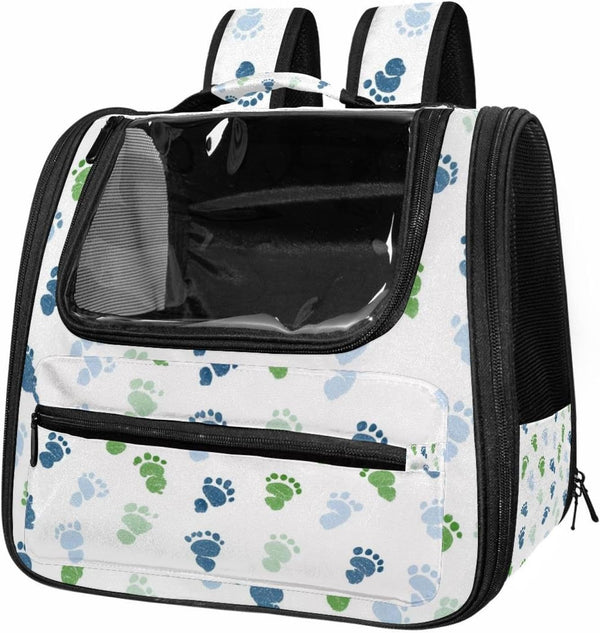 Baby Footprints Pattern Green Blue (1) Cat Backpack, Dog Backpack Carrier, Pet