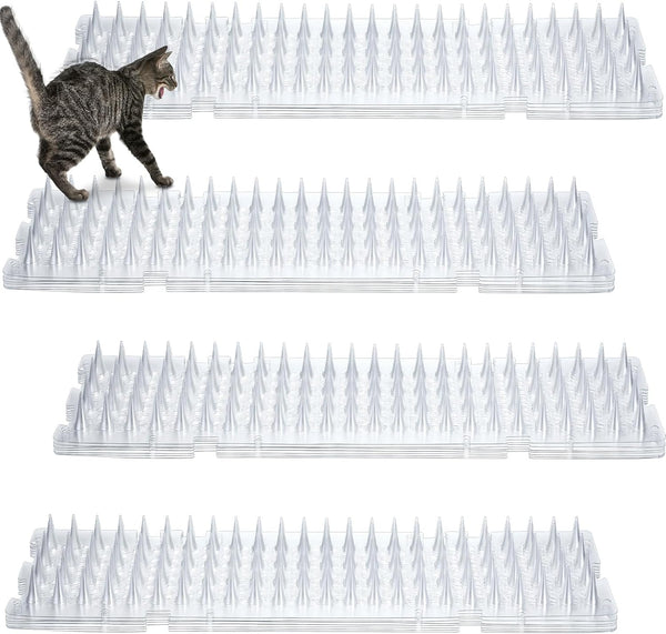 Nuanchu 12 Pieces Cat Repellent Outdoor Mat, Spiked Deterrent Pet Mat for Outdoor Garden Window Sofa