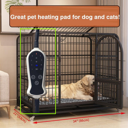 Puppy Heating Pad for Whelping New Born Dogs, Heated Bed with Auto Shut Off Timer, 9 Level Heater, Large 34x21 in