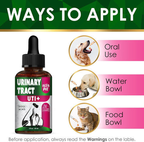 Cat Urinary Tract Infection Treatment with Cranberry, Dog UTI Care for Bladder, 2 Oz Drops for Renal Health