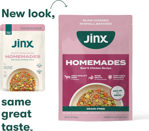 9oz, 12 Pack Jinx Beef & Chicken Wet Dog Food Topper, Mix with Dry Dog Food, Made with Real Beef & Chicken, Bone Broth