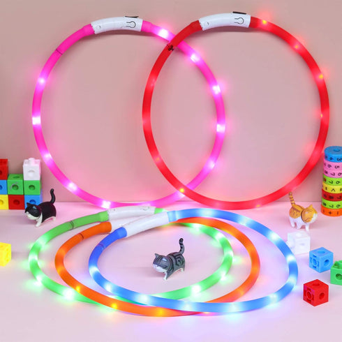 Weewooday 5 Pcs Light Up Dog Collars, Silicone LED Lighted for Night Walking, Rechargeable Glow in The Dark Safety