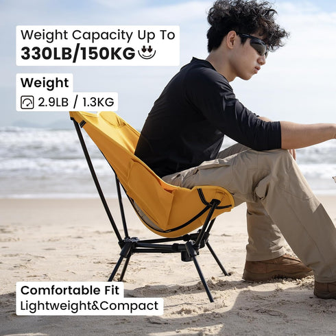 Backpacking 330 lbs ONETIGRIS Tigerblade Camping Chair, Lightweight Folding Hiking Chair, Compact Portable Capacity