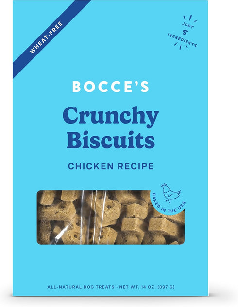 Bocce's Bakery Oven Baked Chicken Recipe Treats for Dogs - Wheat-Free, All-Natural Chicken, 14 oz