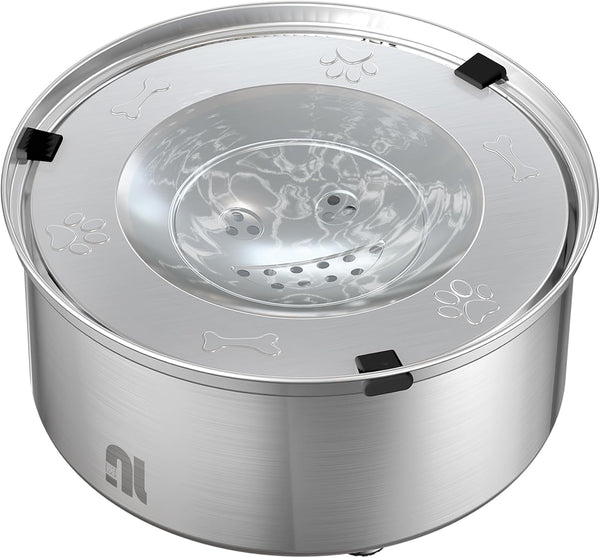 Dog Water Bowl No Spill, 3L/101oz Stainless Steel Slow Water Bowl for Dogs, No Splash Dog Water Bowls