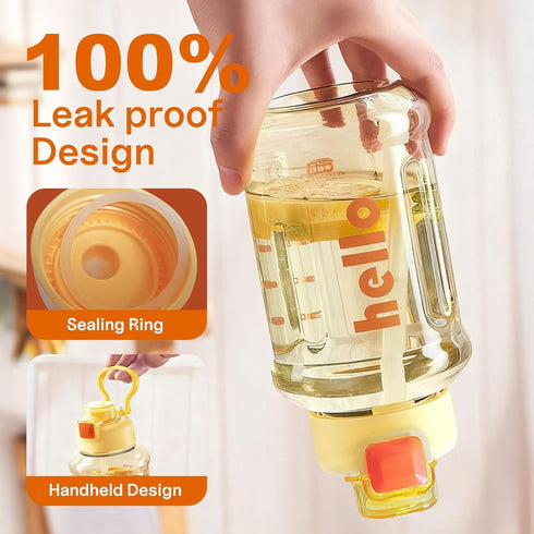 HFZDREDFLOW 33.8OZ) Sports Water Bottle Leak-Proof Design Large Capacity Food-Grade Material Volume Markings Includes