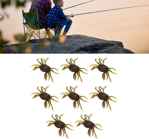 8Pcs 5.1in 1.2oz Artificial Crab Lures, Soft Bait with Hooks, Crab Bait Simulation for Freshwater Saltwater Fishing