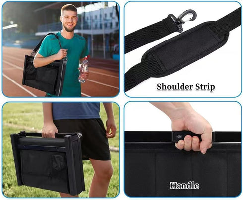 Generic Deluxe Stadium Seat Cushion with Back Support, Black, Portable Folding Chair, Storage Pocket, Padded Bleacher