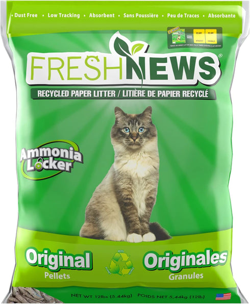 Fresh News Recycled Paper Original Pellet Cat Litter, 12 Pound