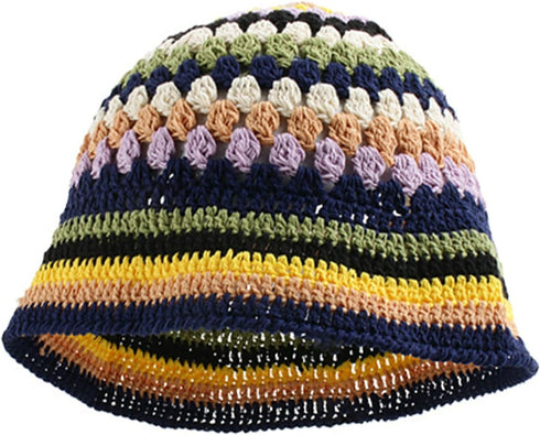 Women Crochet Bucket Hats, Handmade Cloche Knitted Beanies, Trendy Outdoor Floppy Fishing Hat