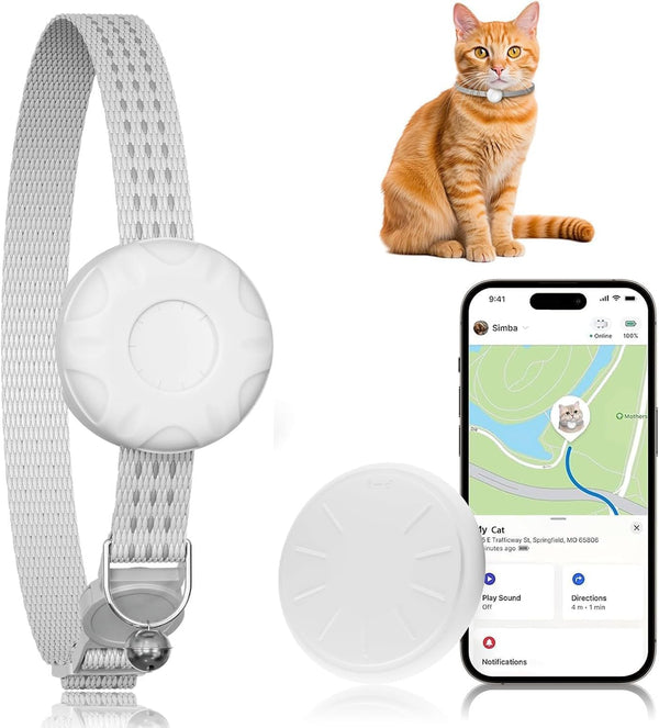 HONGTOP H Cat Tracker, Cat Tracker Collar with Safety Elastic Buckle, Compatible with Apple