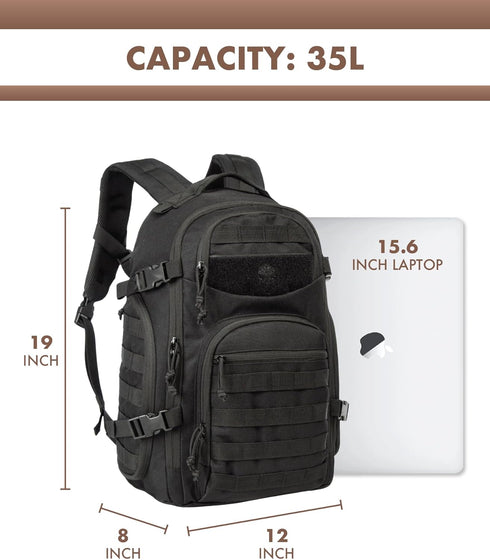 Tactical Laptop Backpack for Men, Black Military Bag