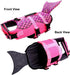 Queenmore Dog Life Jacket, Adjustable Ripstop Shark Safety Vest with High Buoyancy and Durable Rescue Handle, Pink Fish