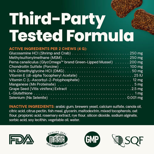 30 Count VetriScience Ultimate Strength Healthy Hip & Joint Chews, GlycoFlex Glucosamine, Chondroitin and Green-Lipped