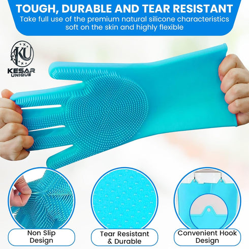Kesarunique 8PCS Pet Grooming & Bathing Kit for Dogs & Cats, Dog Bathing Supplies with Silicone Dog Washing Gloves, Dog