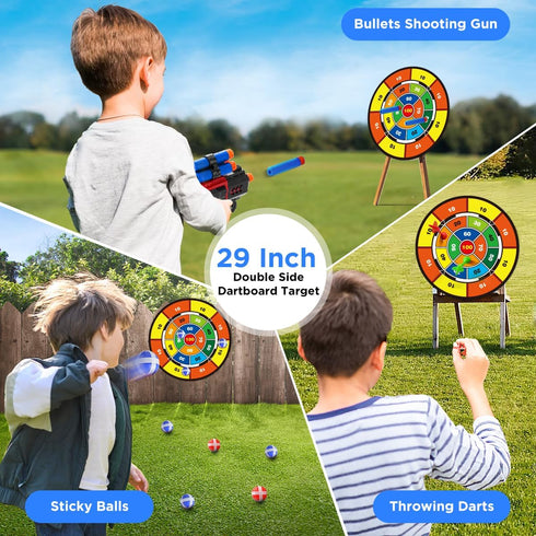 VATOS 2 Pack Bow and Arrow Toy - Light Up Archery Toy with Cup Suction Target & Dart Board for Indoor Outdoor Activity