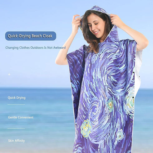 LSDRALOBBEB Swimming 811(Color:D) Beach Towels Sports Towel Changing Robe Hooded Poncho Towel for Beach Bath Surf Quick