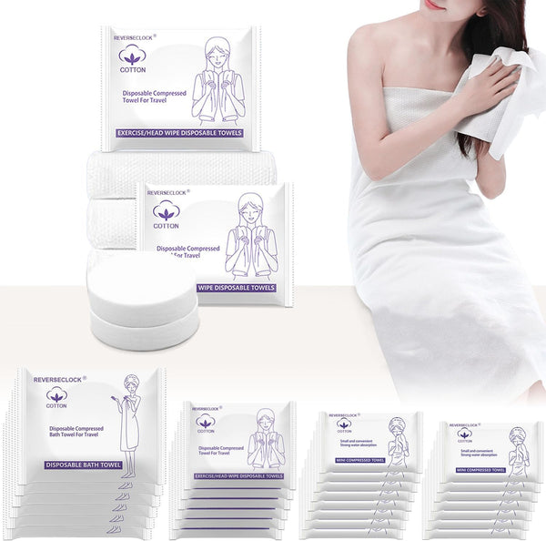 ReverseClock Disposable Towel Set Compressed Towels Large Bath Towel Face Towel Cotton Thick