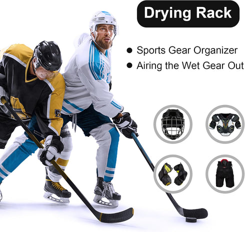 Hockey Drying Rack, Portable Sports Gear Organizer with 5 Hooks, Ideal for Ice Goalie Hockey Gifts