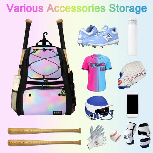 Youth Baseball Bag - Softball Bat Bag with Vented Shoe Compartment, Fence Hook, for Batting Gear, Helmet, TBall