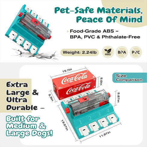 2 KADTC Dog Puzzle Toy, XL Size, Levels of Challenge, Paw-Activated Rolling Treat Dispenser, Slow Feeder & Mental