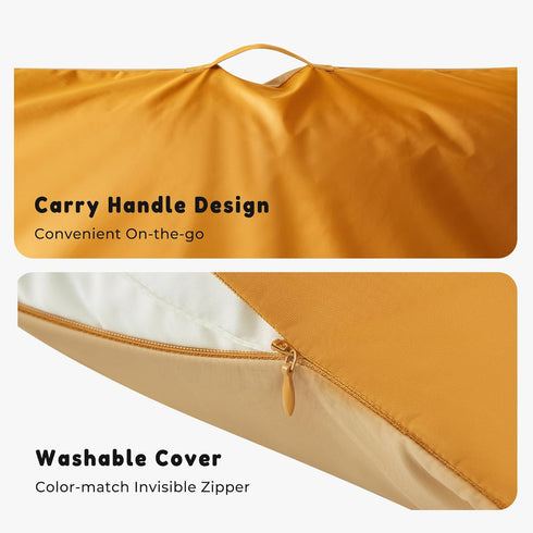 Allisandro Outdoor Dog Bed Pet Pad, Tough Pet Pillow with Removable Cover, Scratch and Water Resistant, Orange/Light