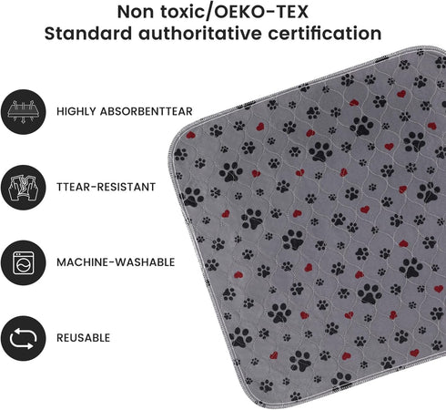 Dogs,4 Pack 24"x24" 100% Washable Pee Pads for Extra Large Super Absorbent Reusable Puppy Pads,Non-Slip Waterproof Dog