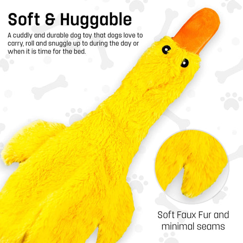 FGA MARKETPLACE Pink Rabbit-Duck Flat Plush Dog Toy, No Stuffing No Squeak, Recommended for Small Medium Dogs
