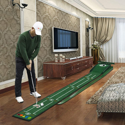 Indoor Putting Green Set, 8 Feet Putting Mat with Auto Ball Return, Perfect Gift for Men, Home Office