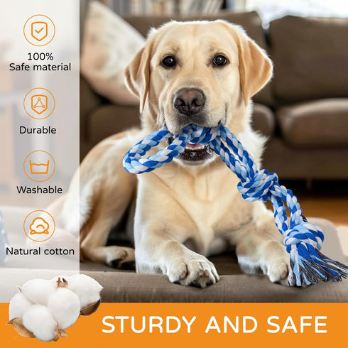 2 Pack Dog Rope Toys for Medium Large Breeds, Nearly Indestructible Chew Toys for Aggressive Chewers