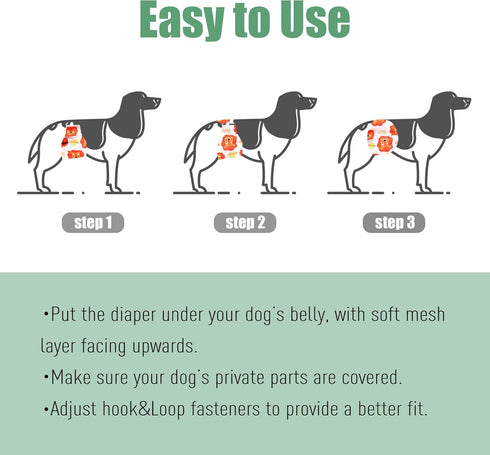 Wegreeco Washable Male Dog Belly Band - Pack of 3 Stylish Pattern Dog Diapers for Male Dogs, Size S