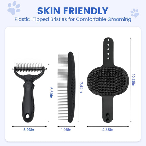 Neyakopaw 4-in-1 Pets(4PCS Double-Sided Pet Grooming Rake - Professional Pet Grooming Kit, Deshedding Dematting Tool