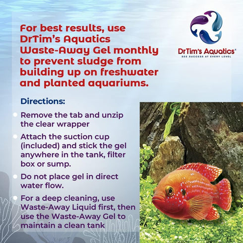 DrTim's Aquatics Freshwater Waste-Away Time Release Gel for Natural Fish Tank Waste Management Solution (50 gal)