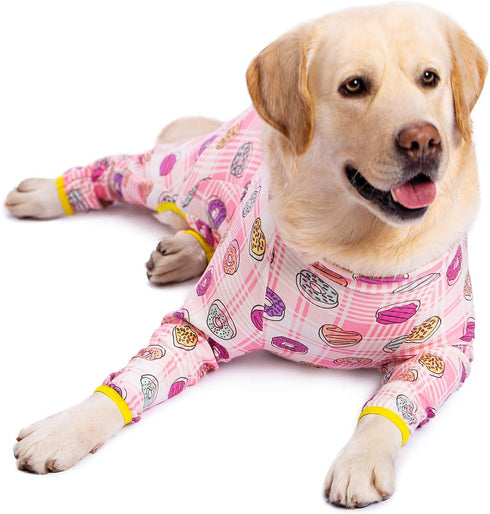 Cotton Dog Onesie Surgery Recovery Suit for Medium Large Dogs, Full Covered Pajamas with Zipper