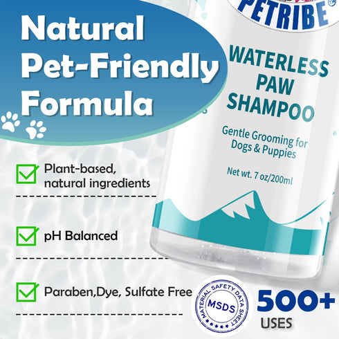 Dog Paw Cleaner, Portable Waterless Cleaning Shampoo for Dogs, Silicone Grooming Brush for Muddy Paws (Rose Scent)