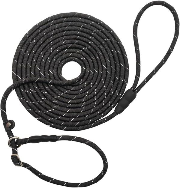 BTINESFUL Anti-Choke Slip Lead Dog Leash, 10FT / 15FT / 20FT Reflective 1/3” Rope Long Training Lead for Small Medium