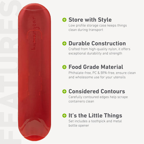 humangear GoBites Trio - Portable & Convertible Dining Ware, Travel & Camping Utensils, Red