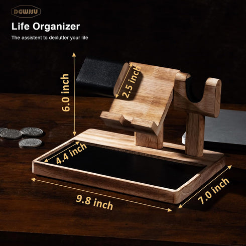 DGWJSU Pistol Rack for Gun Safe, Wood Handgun Rack Holder for Gun, Phone Docking Station as Nightstand Organizer as