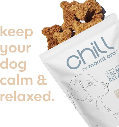 CHILL Bites Calming Dog Treats for Relaxation - Made with Peanut Butter, Chamomile, & Melatonin to Help Reduce Anxiety