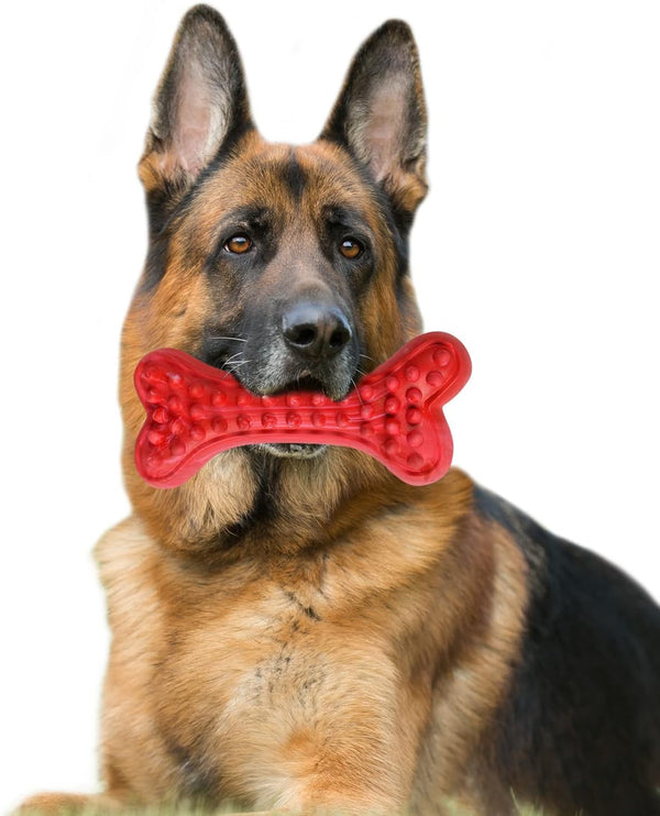 German Shepherd Dog Chew Toys - Indestructible Beef Flavored Durable Rubber Bone Toy for Large/Medium Dogs