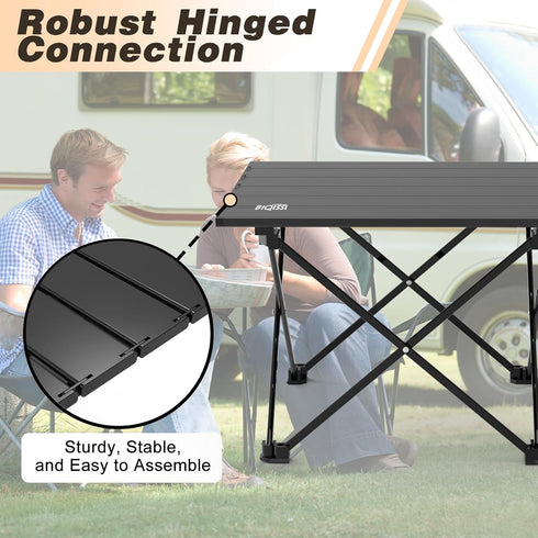 Portable Camping Table, Compact Aluminum Side Table with Carrying Bag for Hiking, Camping, Picnicking, BBQ
