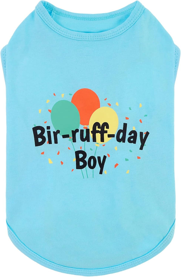 Fitwarm Birthday Boy Dog Shirt, Funny Pet Birthday Outfit for Small Dogs, 100% Breathable Cotton, Aqua Blue